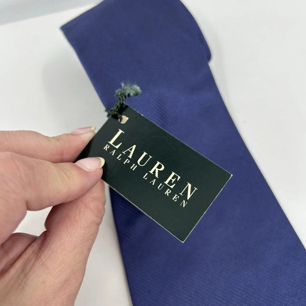 Lauren Ralph Lauren 100% Silk Blue Necktie Made in USA Hand Finished Classic